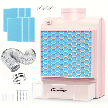 Indoor Dryer Vent Kit 3-in-1 Lint Trap Filter Box Stainless Steel Screen 6 Polyester Filters Reusable Washable Reduces Moisture Prevents