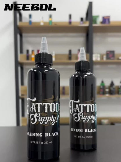 Neebol Super Black Tattoo Ink Darkest Outlining Shading Blending Fade-Resistant Professional Body Art Pigment for Artists & Beginners 100ml