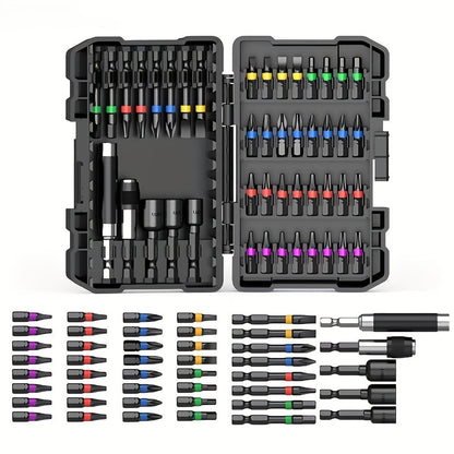 Impact Screwdriver Bit Set 45-Piece – Heavy-Duty Torx, Phillips, Flat & Square Bits with Storage Box, Compatible with Impact Drivers