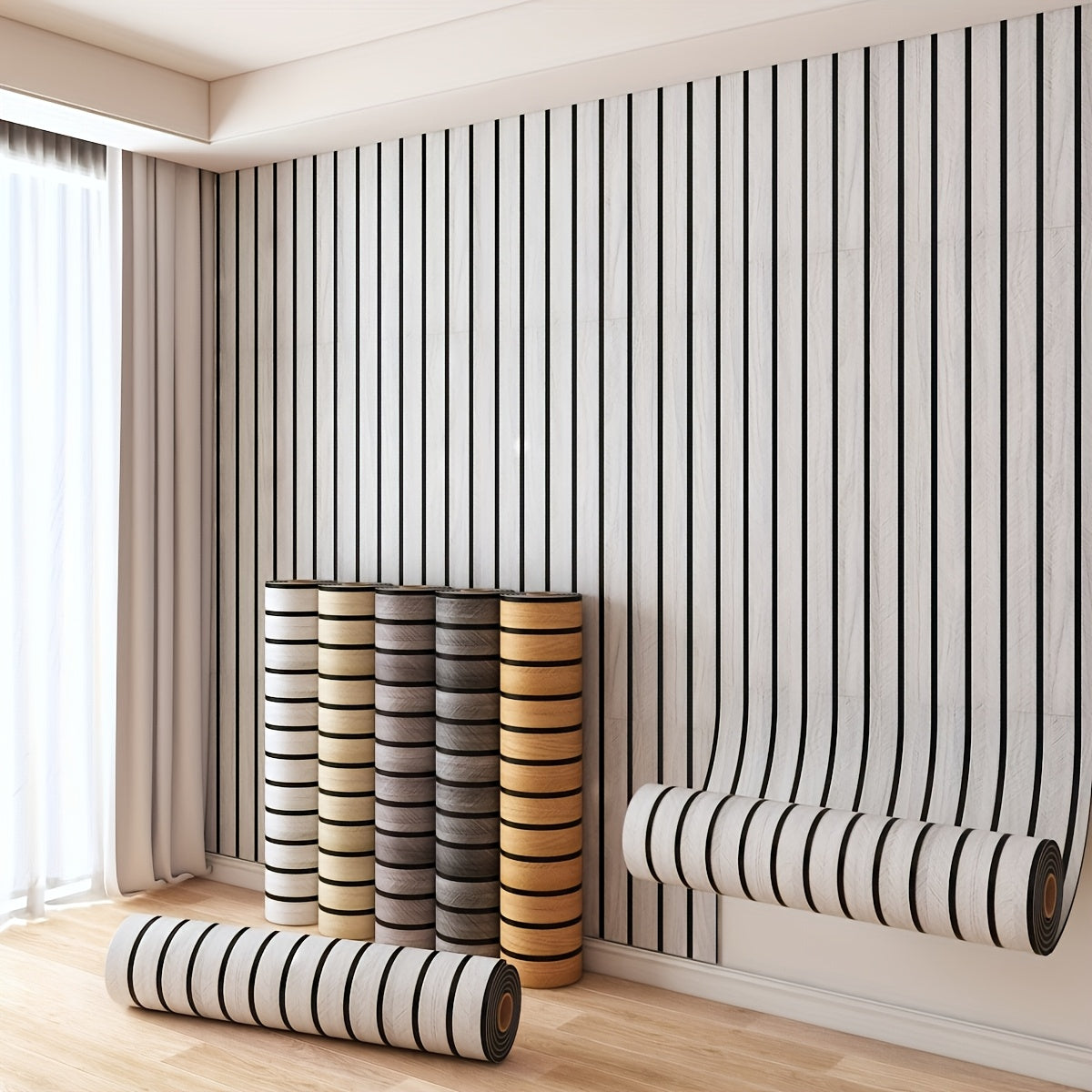 3D Wood Grain Wall Panels Self-Adhesive Peel and Stick Soundproof Grid Board Thick Matte, for Entryways, Bedrooms and Living Spaces