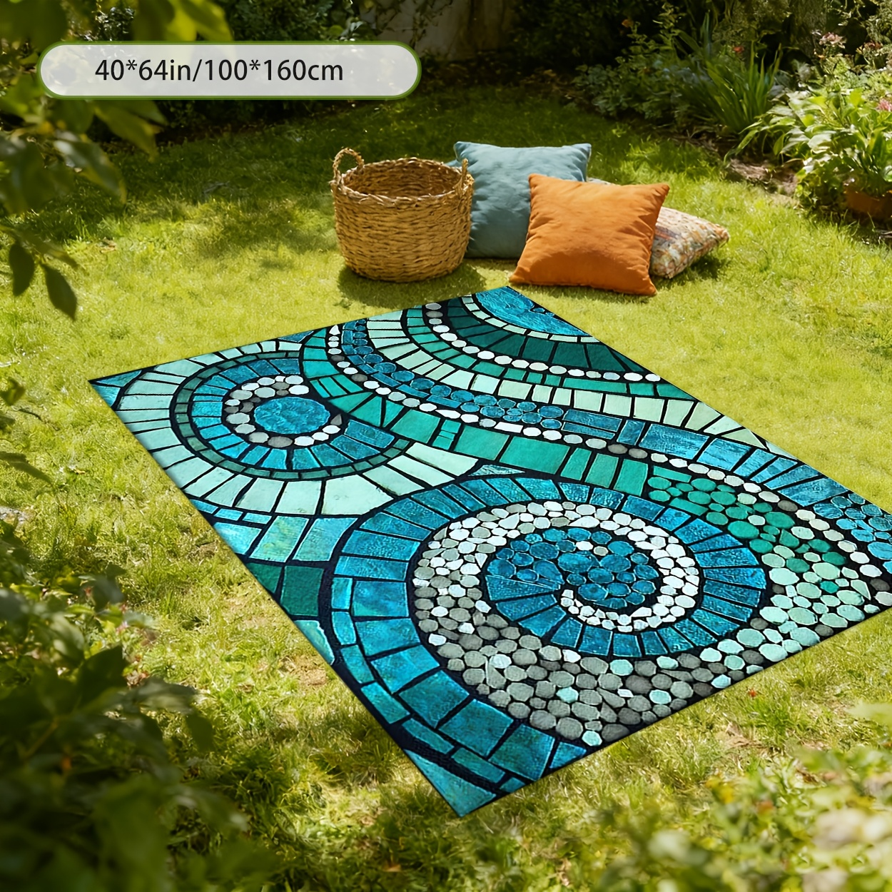 Outdoor Rug Non-Slip Decorative Foldable Portable Camping Mat Machine Washable for Patio Garden Pool Beach Picnic Living Area Multiple Sizes