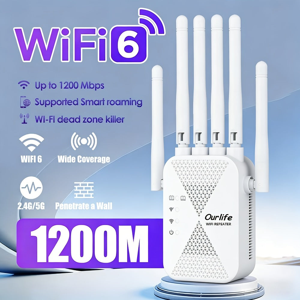 CP3600 WiFi Repeater Signal Booster 2.4GHz Wide Coverage, One-Button WPS Setup, Flexible Antenna Rotation