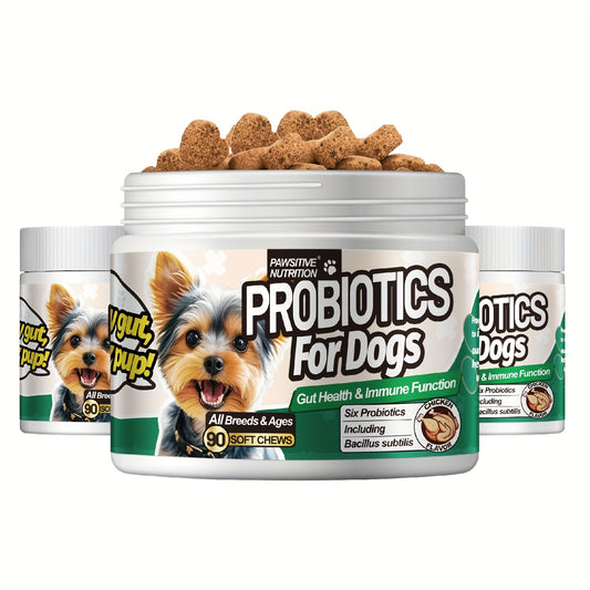 Dog Probiotic Chews for Digestive Health – Chicken Flavor Soft Chews with Probiotics for All Breeds, Supports Gut Health