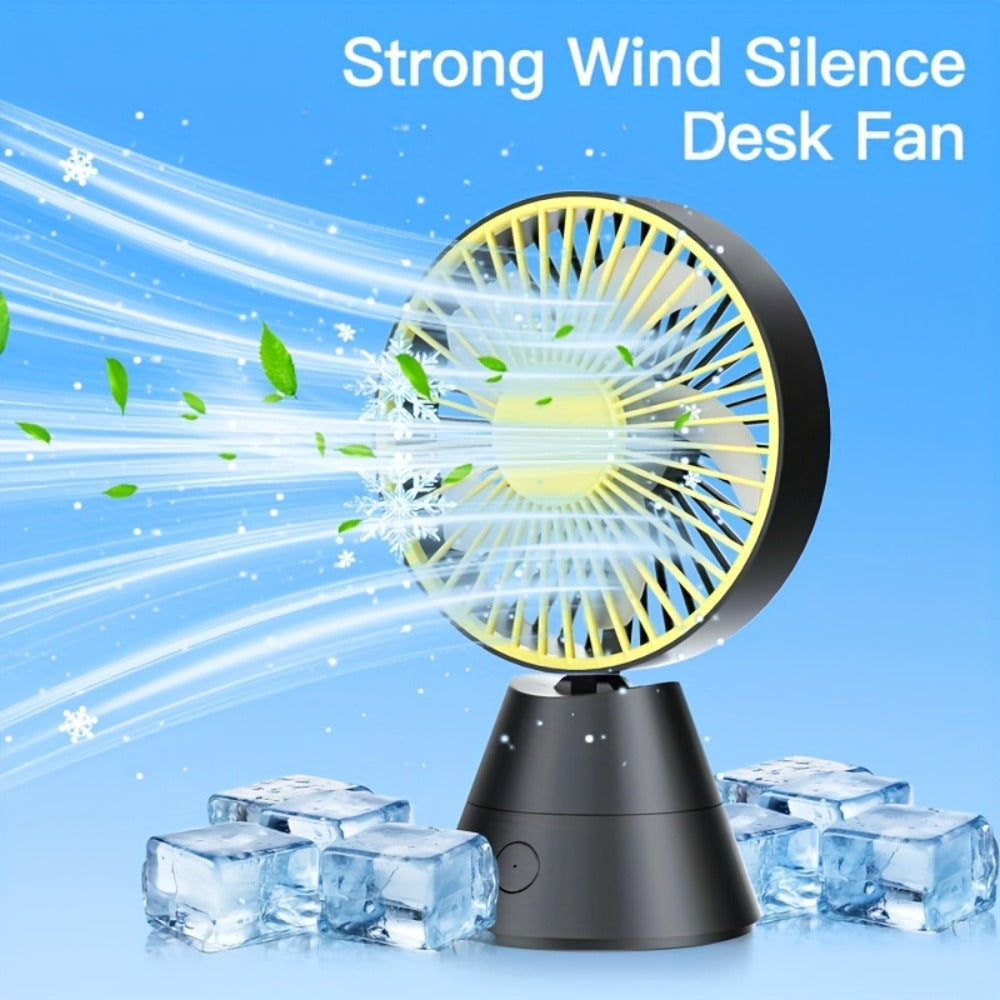 Desktop Fan Auto Oscillating 1800mAh USB Rechargeable, Portable Personal Fan with Wide-Angle Swing