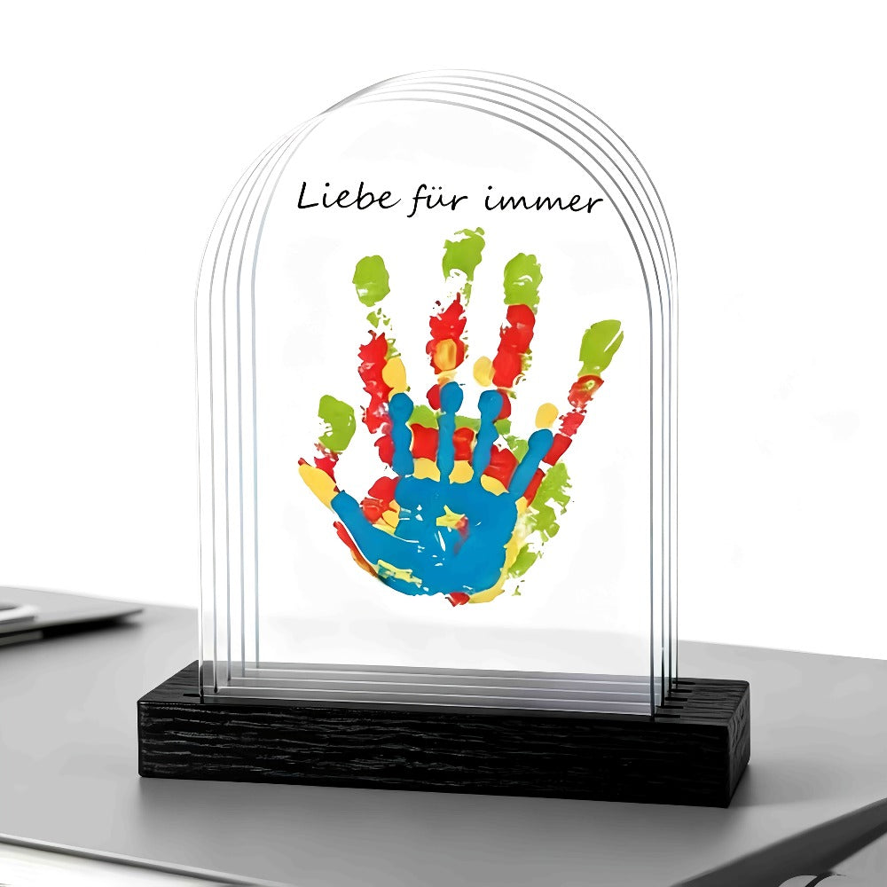 Family Handprint Kit with 4 Slots & 6 Colors, Memory Frame Keepsake Gift for Entryways, Bedrooms and Living Spaces