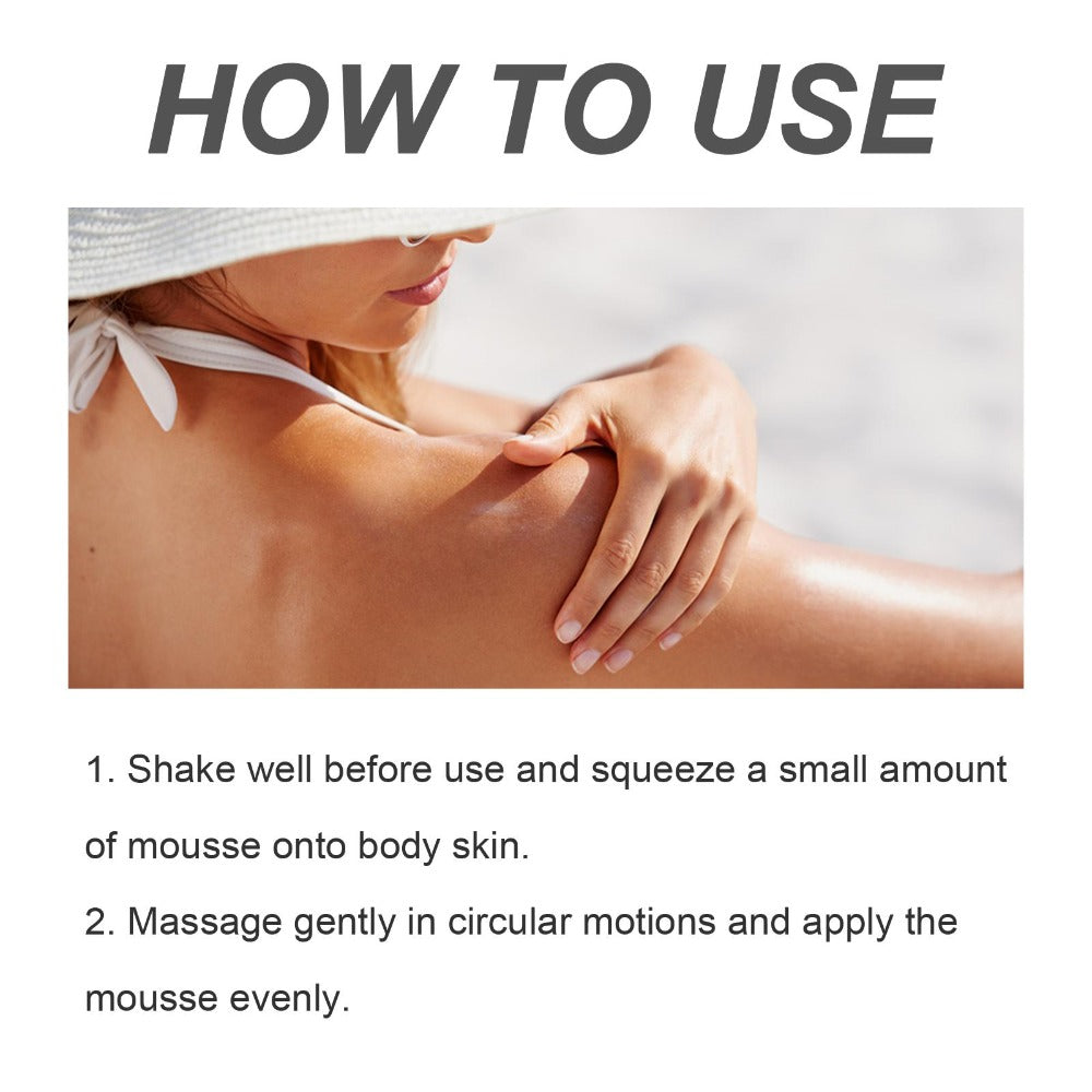 Sunless Self Tanning Mousse Deep Brown 3000X for Medium Dark to Dark Skin – Streak-Free Bronzing Foam with Carrot Oil & Coconut Oil