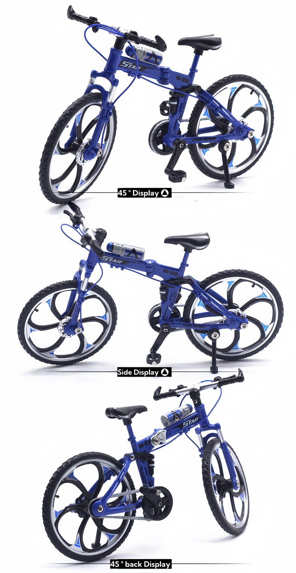 Diecast Mountain Bike Model 1:8 Scale Alloy Foldable Miniature Bicycle Figurine for Home Office Desk Decor