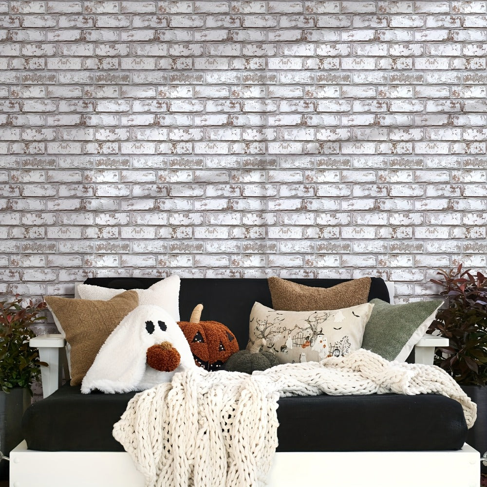 Peel and Stick Brick Wall Panels 3D Faux Brick Tiles 20 Sheets - Self-Adhesive PVC Realistic Texture