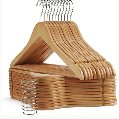 Solid Wood Clothes Hangers, 10/20/30 Pack Champagne Sturdy Wooden Coat Hangers for Jackets, Dresses & Heavy Coats