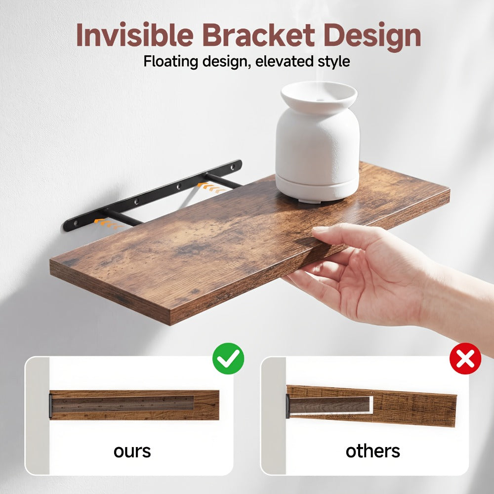 Floating Shelves for Wall 4pcs 15.8in – Wall Mounted Shelf with Invisible Bracket for Bathroom, Living Room, Bedroom, Kitchen