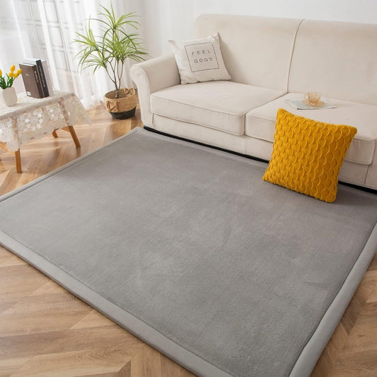 Padded Tatami-Style Area Rug in Six Solid Colors with 50-Inch Square to 79 x 118-Inch Sizes