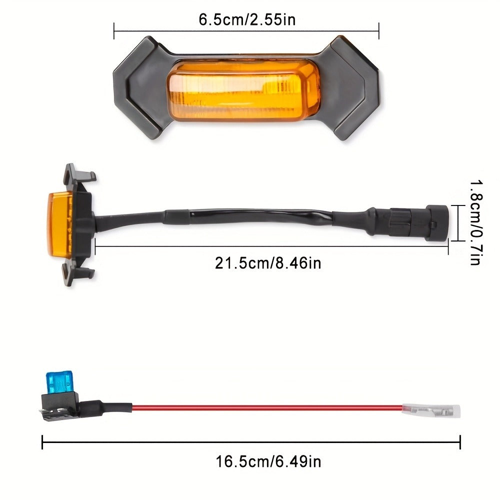 Grille LED Lights 4pcs – Amber Yellow 12V Front Grille Decorative Lights, Black Shell, Universal Fit for Toyota