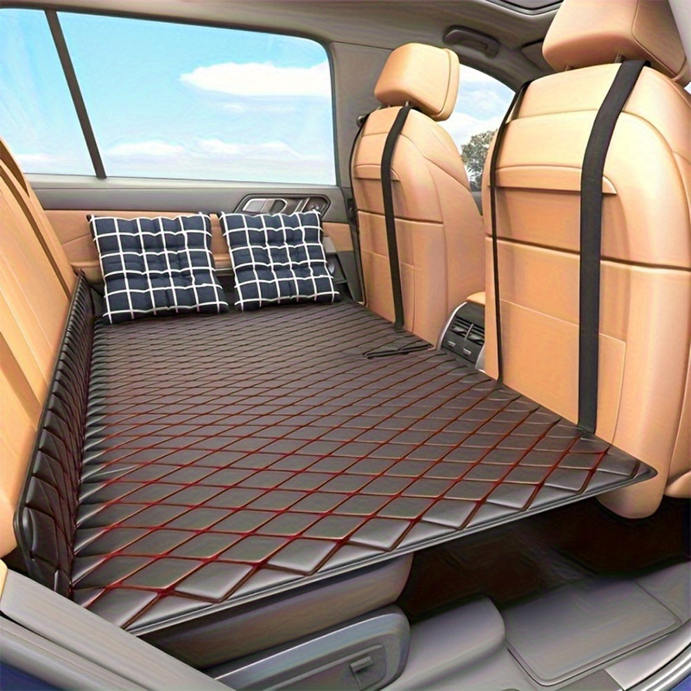 Car Mattress Foldable Back Seat Sleeping Pad Thickened Faux Leather Non-Inflatable Universal Sedan Bed for Travel Camping Afternoon Nap Road