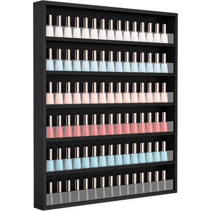 Nail Polish Rack Wall Mount Organizer 6-Tier & 10-Tier with Acrylic Baffle, Salon Display Shelf for Nail