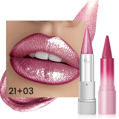 Lipstick Set 2pcs for Women – Highly Pigmented Waterproof Matte & Metallic Shimmer Lip Color Combo with Pointed-Tip Precision