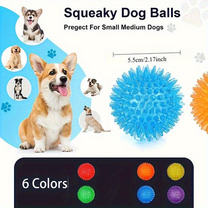 Squeaky Dog Balls for Teeth Cleaning & Training 12 Pack Durable Rubber Chew Toy Balls – Safe No Battery Design for Small to Medium Dogs