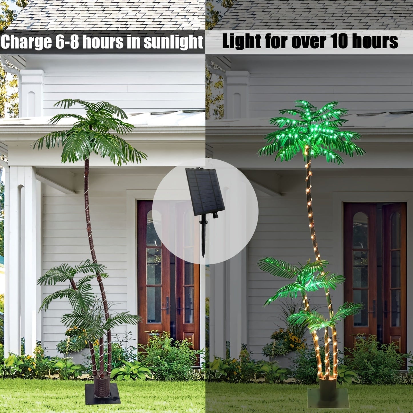 Solar Palm Tree Light 7ft 260 LED Outdoor Patio Tropical Decor Waterproof