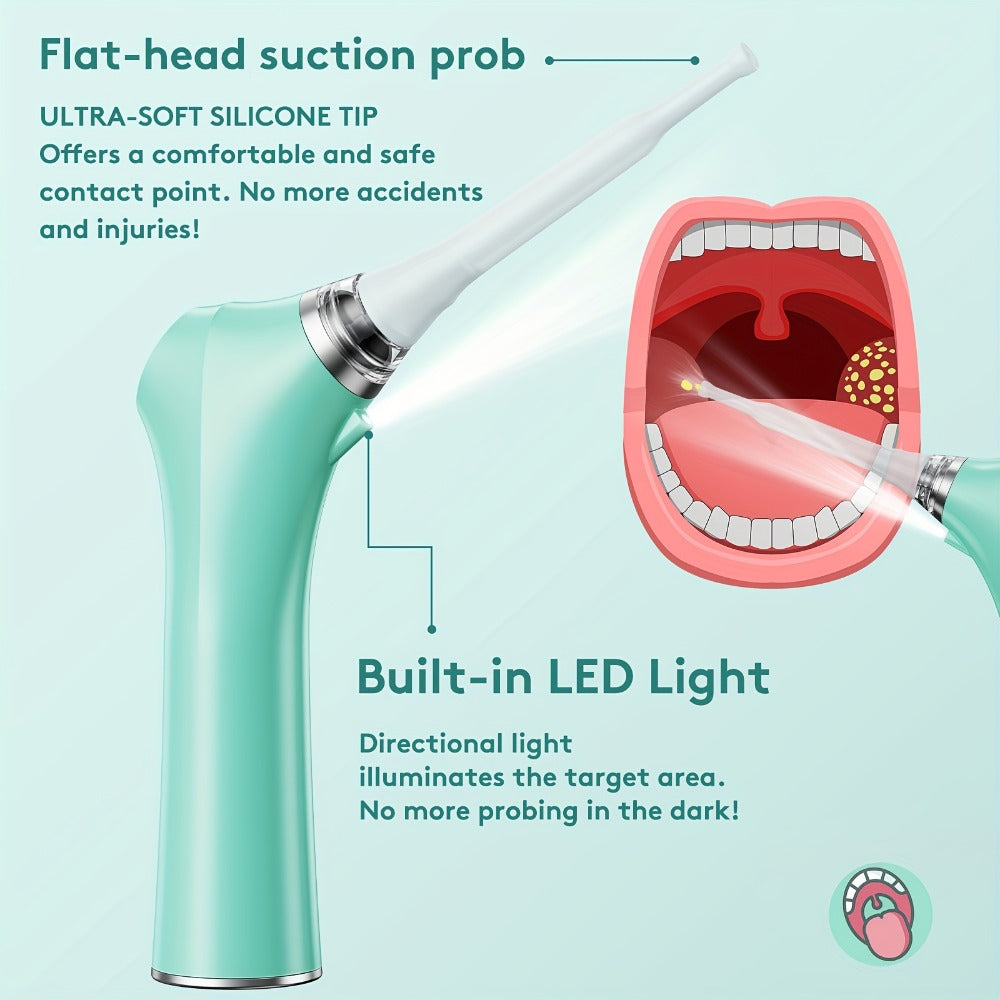 Tonsil Stone Remover Electric Vacuum Kit with LED Light – 3 Suction Modes 5X Magnifying Mirror Oral Irrigator Safe Gentle Tonsillolith