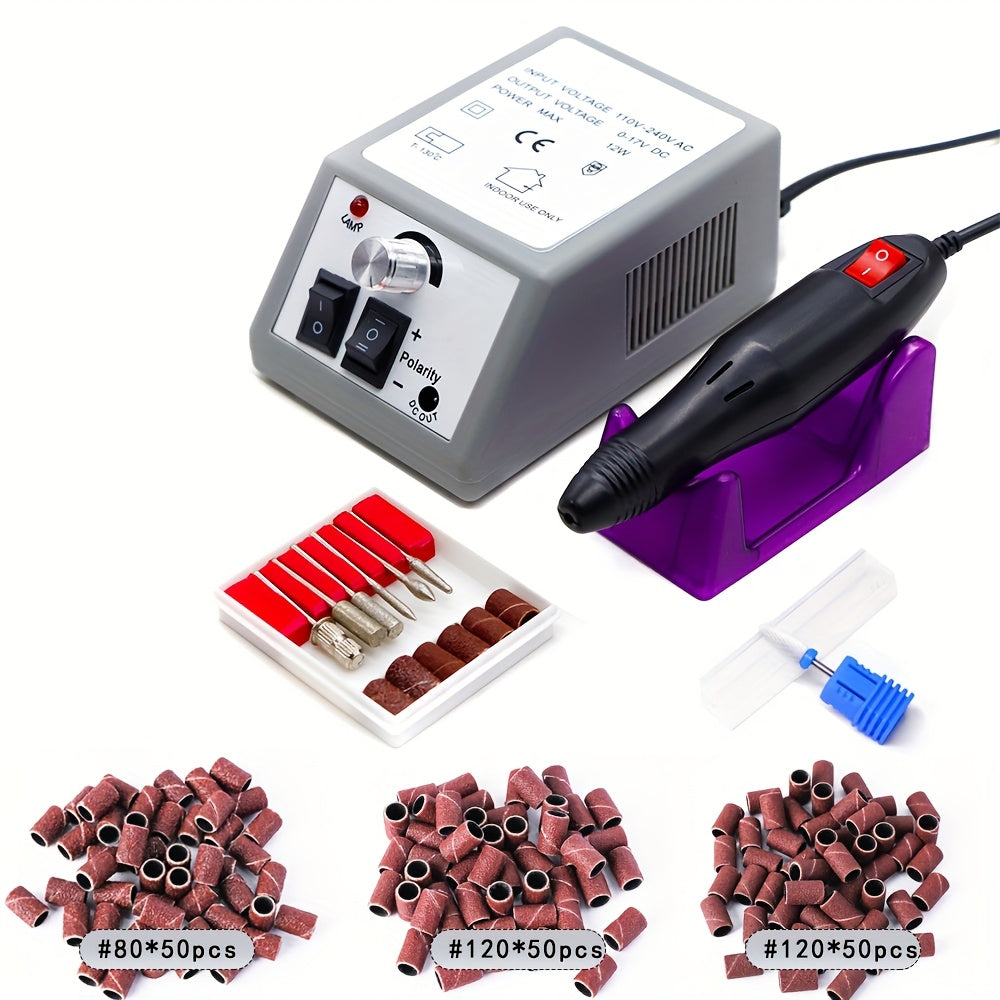 Electric Nail Drill 20000 RPM Console Kit with 6 Bits, 50 Sanding Bands and Standard or 8-in-1 Options