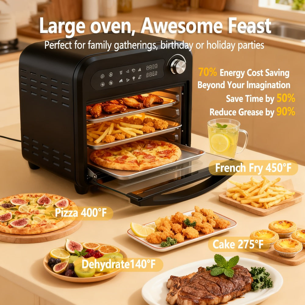 Air Fryer Toaster Oven Combo 15QT Extra Large, 360° Convection, LED Digital Display, Precise Temperature Control