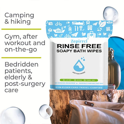 Disposable No-Rinse Soap Towel Sheets for Travel Camping Gym - Portable Foam Bath Towel for Bath Time, Home Spa and Personal Care