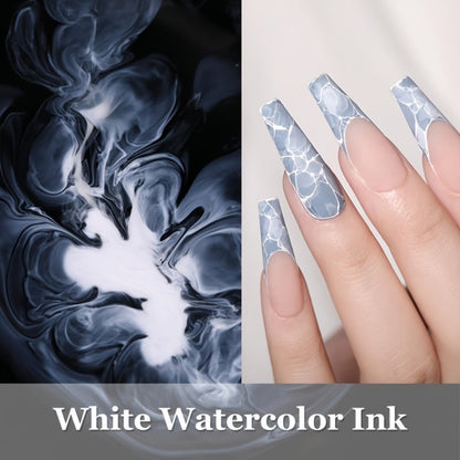 Gel Nail Polish Blooming White Watercolor Gel with Gradient Flower and Marble Effects for UV/LED Soak-Off Nail Art