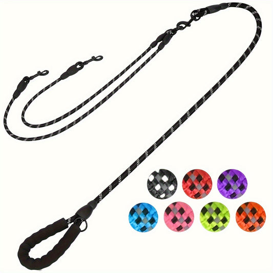 Dual Dog Walking Leash with Padded Handle, Two 30-Inch Branches and Six Reflective Color Options