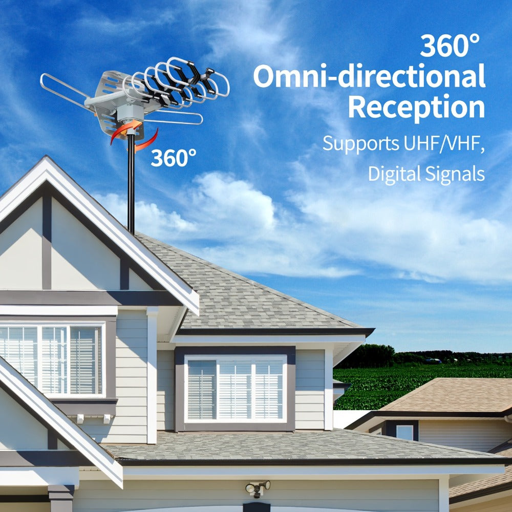 Installation Rod Outdoor TV Antenna 150 Mile Range – 2026 Long Range 4K 1080p HD, VHF UHF Signal, Weather Resistant