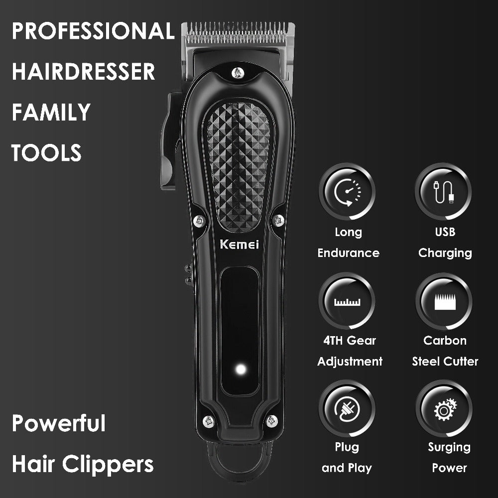 Professional Cordless Hair Cutting Shears, Kemei KM-1071 USB Rechargeable Electric Hair Scissors for Barbers