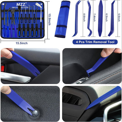 Car Trim Removal Tool Kit 17-Piece – Hook & Pick Set, Clip Removal Plier, Rivet Puller, Scraper & Telescoping Magnetic Pickup Automotive