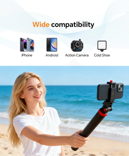 83 Inch Tall Phone Tripod Adjustable with Wireless Remote & Stable Base, Upgraded Extra-Tall Retractable Stand for iPhone 17/15/14