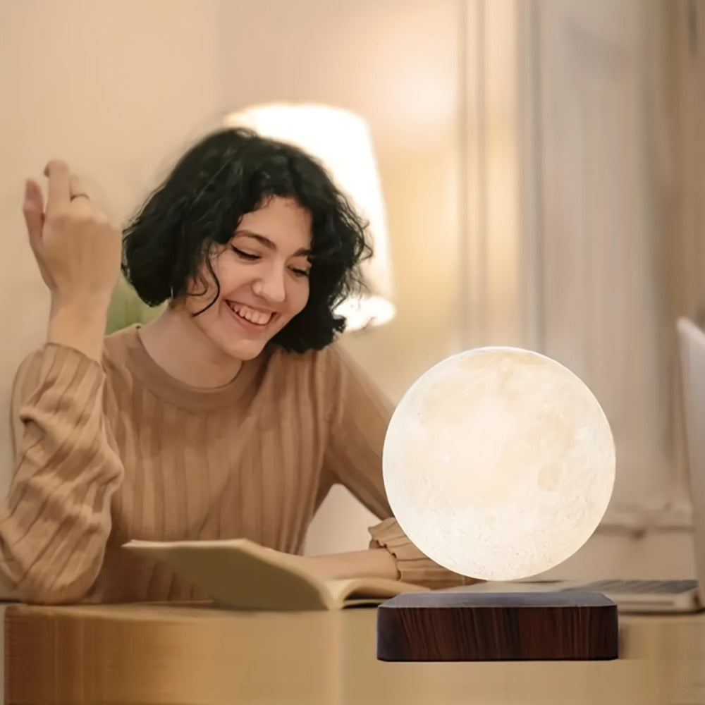 Levitating Moon Lamp Magnetic Floating Spinning Luna Night Light 3 Color Modes LED Moon Light for Entryways, Bedrooms and Living Spaces