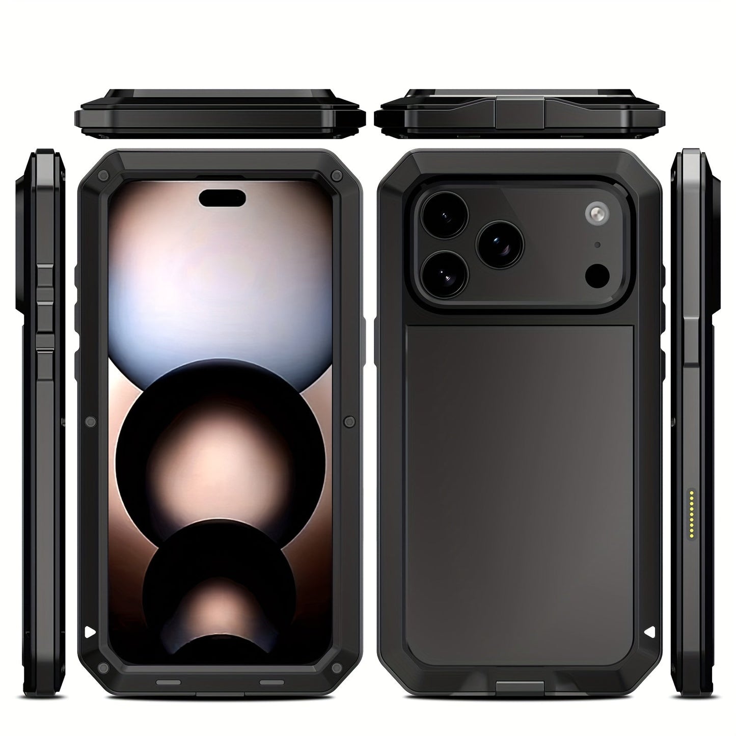 Metal Silicone Heavy Duty iPhone Case Full Body Protection – Anti-Drop Dustproof Shockproof Cover for iPhone 11 12 13 14 15 16 17 Air Plus