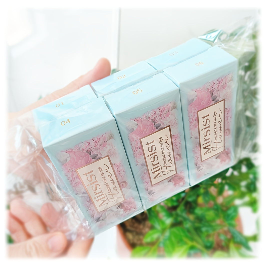 Flower Shaped pH Lip Balm Set 6pcs Individually Wrapped – Color Changing Transparent to Pink Tint, 6 Flavors Deep Moisturizing