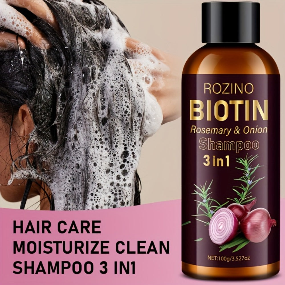 Onion Rosemary Biotin 3-in-1 Shampoo Bar for Hair Growth & Damaged Hair - Scalp Cleansing for Bath Time, Home Spa and Personal Care