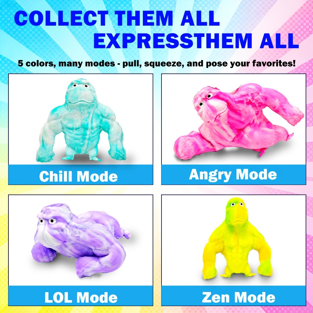 Stretchy Gorilla Fidget Toy Squishy Squeeze Monkey, PVA Sponge Sensory Stress Toy for Kids & Adults