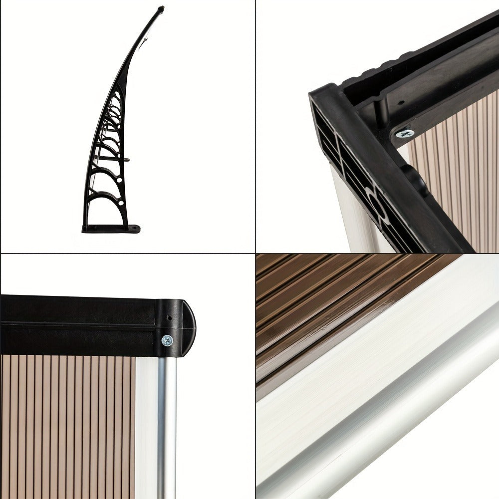 Door Window Awning Canopy 120x38 Inch Polycarbonate Rain Sun UV Snow Shield with Aluminum for Entryways, Bedrooms and Living Spaces