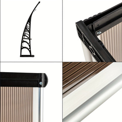 Door Window Awning Canopy 120x38 Inch Polycarbonate Rain Sun UV Snow Shield with Aluminum for Entryways, Bedrooms and Living Spaces