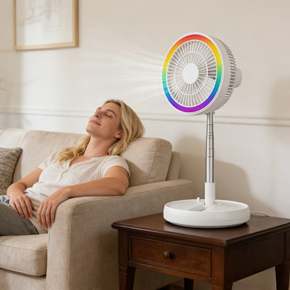 Portable Fan 3600mAh Foldable Four-Speed Tower Model with Remote Control and Seven-Color LED Light