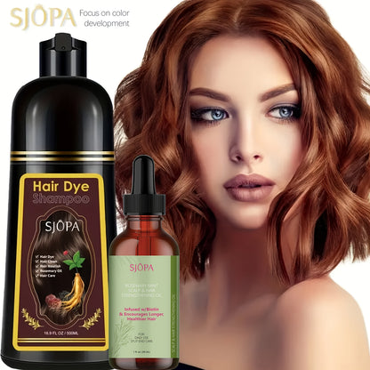Hair Dye Kit 3-in-1 Color Shampoo with Rosemary Oil 500ml - Natural Safe No Ammonia Quick for Bath Time, Home Spa and Personal Care