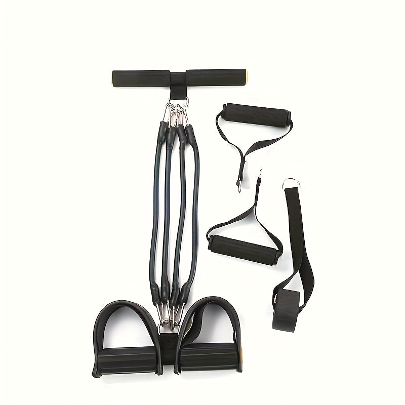 Resistance Band Foot Pedal Puller – TPE Stackable Exercise Bands for Sit-Ups, Leg & Ab Workouts, Adjustable Strap