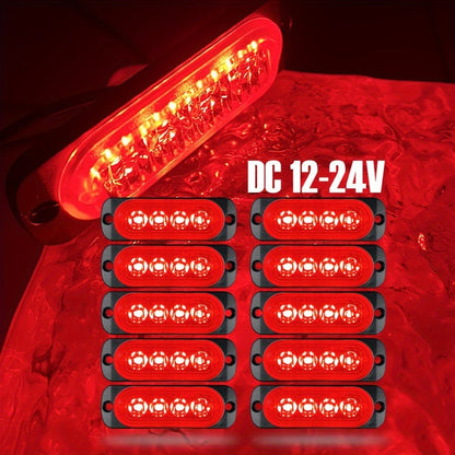 10pcs Universal LED Marker Lights for Trucks Cars 12V-24V Upgraded Clearance Side Marker Indicator Lamps, White Amber Red Options