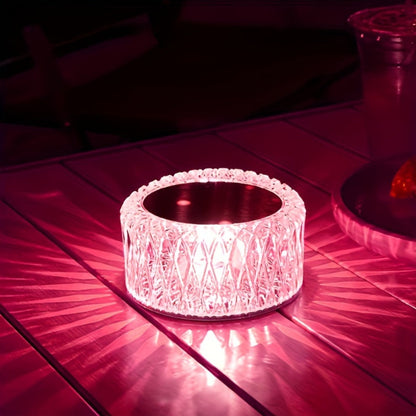 RGB LED Desk Lamp 16 Color Crystal Effect - Portable Battery Powered Night Light with Remote & Touch Control