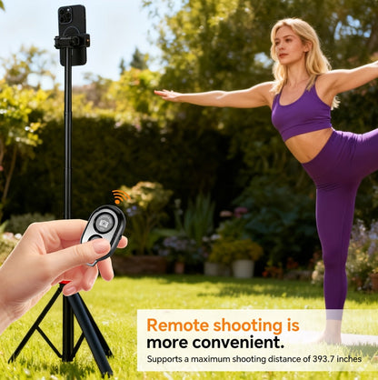 83 Inch Tall Phone Tripod Adjustable with Wireless Remote & Stable Base, Upgraded Extra-Tall Retractable Stand for iPhone 17/15/14