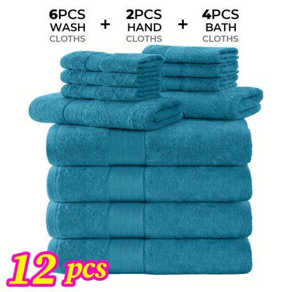 Towel Set 12 or 24 Piece Cotton Collection with Bath, Hand and Washcloth Formats in Seven Colors