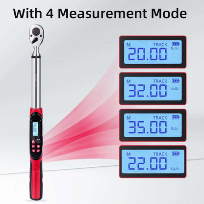 Digital Torque Wrench – 1/2" & 3/8" Drive, ±1% Accuracy, LED & Buzzer Alert, 4 Units, 500 Data Sets, Preset P1-P8