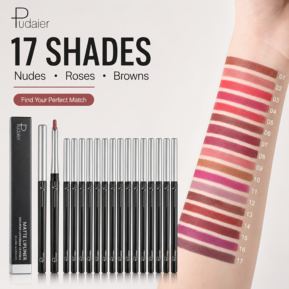 Precise Lip Liner Pencil 11 Shades Matte Waterproof Non-Fading Smooth Glide Long-Lasting All Day Wear Lip Outliner for Fuller Lips All Skin