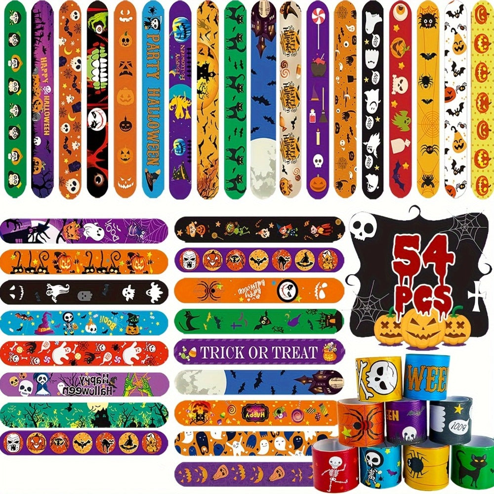 Halloween Slap Bracelets Bulk for Kids, 54/100PCS Halloween Party Favors for Boys & Girls, Spooky Bag Stuffers