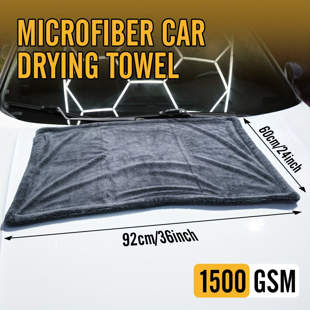 Car Drying Towel in 24 x 36-Inch 1500 GSM Edgeless Microfiber, Available as One or Two Pieces