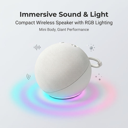 Portable Bluetooth Speaker Spherical Model with RGB, TWS, Subwoofer, 360° and Included Base